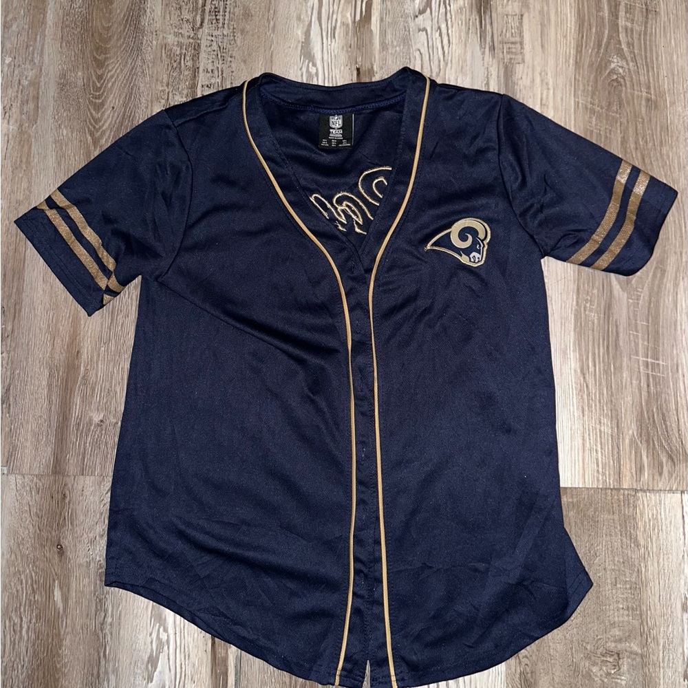 NFL Los Angeles Rams Navy and Gold Button-Up Jersey